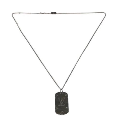 Pre-owned Fabric necklaces Louis Vuitton Vintage , Gray , Heren