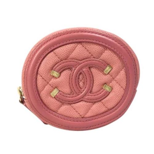 Pre-owned Leather wallets Chanel Vintage , Pink , Dames