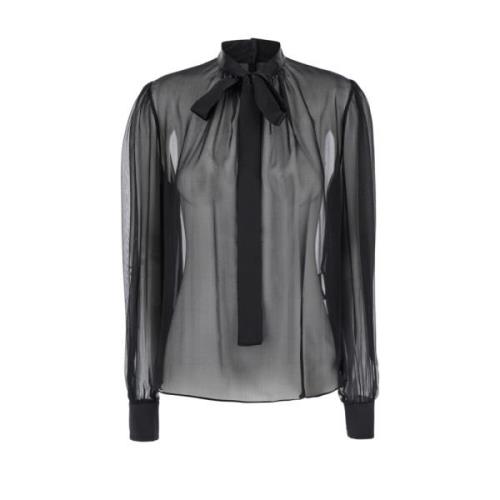 Zwarte Zijden Pussybow Blouse Dolce & Gabbana , Black , Dames