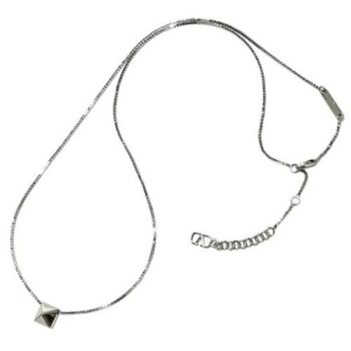 Pre-owned Metal necklaces Valentino Vintage , Gray , Dames