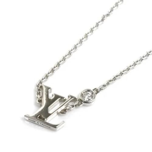 Pre-owned White Gold necklaces Louis Vuitton Vintage , Gray , Dames