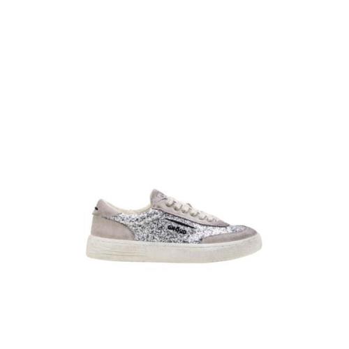 Glitter Leren Sneakers Ghoud , Gray , Dames