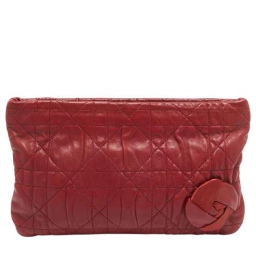 Pre-owned Leather clutches Dior Vintage , Red , Dames