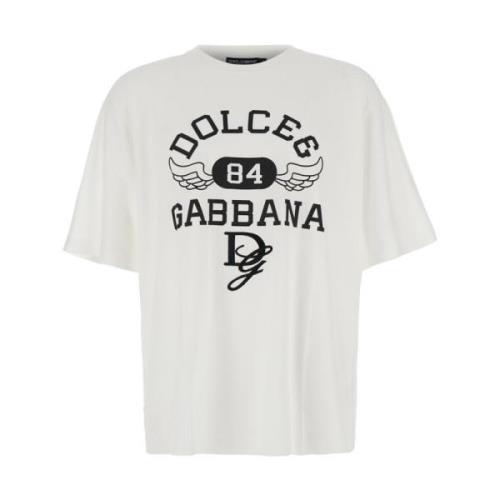 Witte T-shirts en Polos met DG Patch Dolce & Gabbana , White , Heren