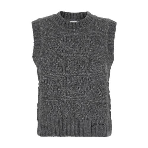 Zwarte Wol Katoen Bubble Vest Jas Ganni , Black , Dames