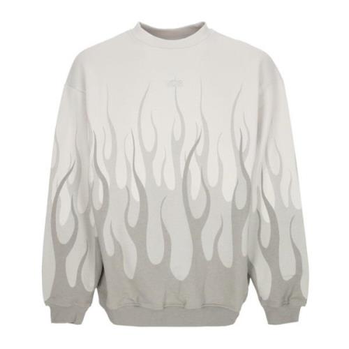 Flames Crewneck Sweatshirt Lunar Rock Vision OF Super , Gray , Heren