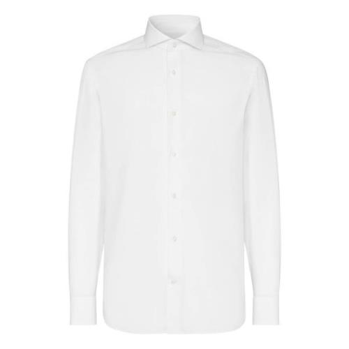 Popeline Napoli Kraag Overhemd Slim Fit Boggi Milano , White , Heren