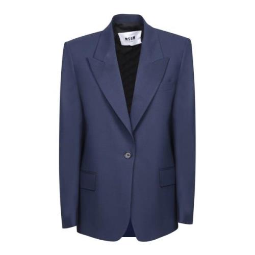 Blauwe Jas Damesmode Stijl Msgm , Blue , Dames