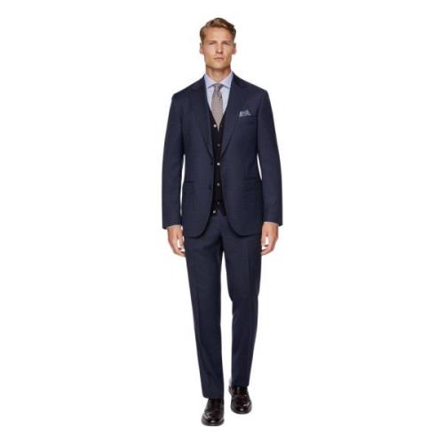 Micro Fancy Wool Suit Style Firenze Boggi Milano , Blue , Heren