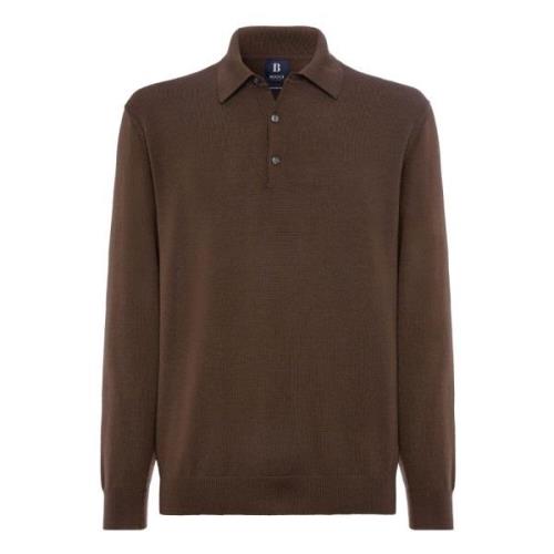 Merino wol polo 12 Gg Boggi Milano , Brown , Heren