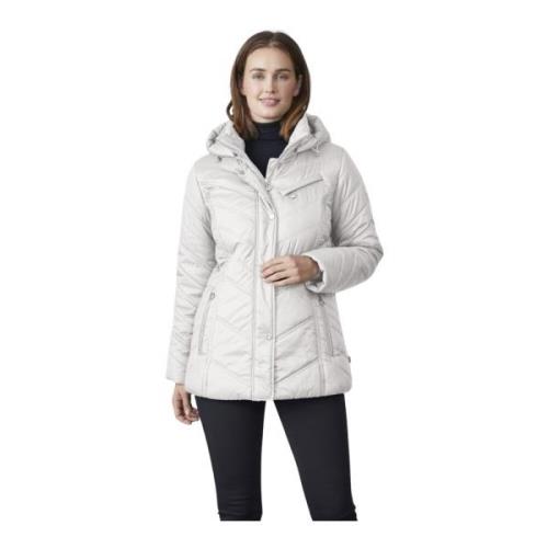 Gewatteerde Winter Witte Jas met Capuchon Junge , White , Dames