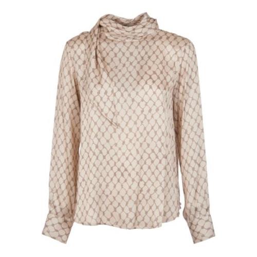 Elegante Beige Blouse met Strik Ottod'Ame , Beige , Dames