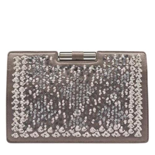 Pre-owned Satin clutches Yves Saint Laurent Vintage , Gray , Dames