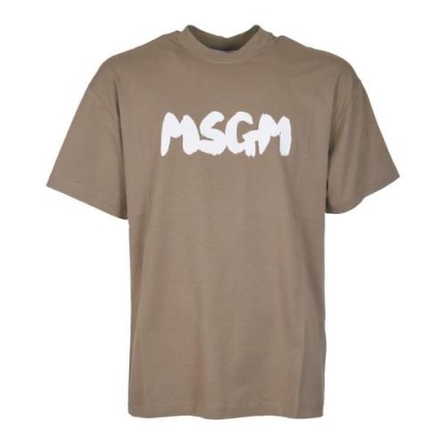 Groene Logo T-shirt voor Mannen Msgm , Green , Heren