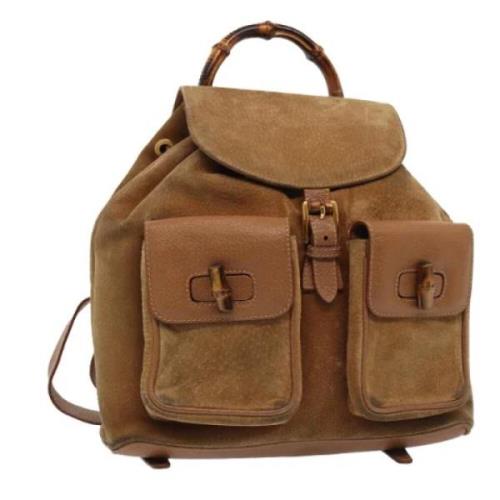 Pre-owned Suede backpacks Gucci Vintage , Brown , Dames