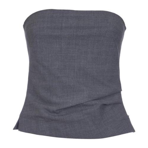 Mouwloze Grijze Top met Plooien Ottod'Ame , Gray , Dames