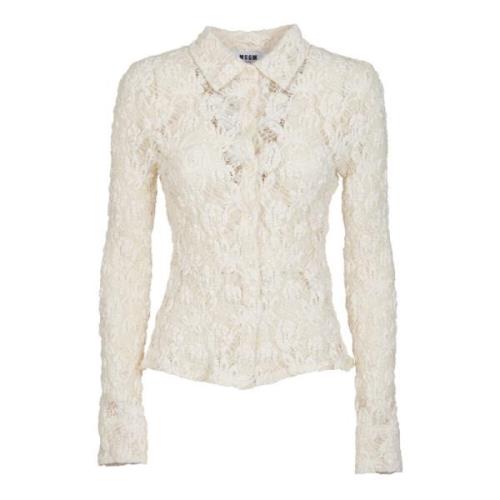 Kanten Shirt voor Vrouwen Msgm , Beige , Dames