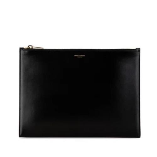 Pre-owned Leather clutches Yves Saint Laurent Vintage , Black , Dames