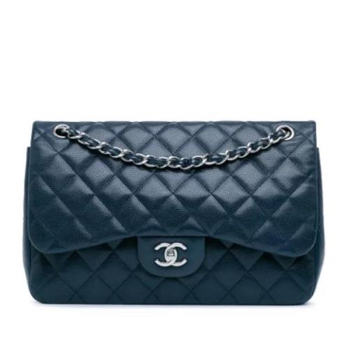 Pre-owned Leather shoulder-bags Chanel Vintage , Blue , Dames