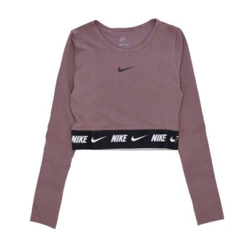 Korte Mouw Crop Top Pruim Eclipse/Zwart Nike , Purple , Dames