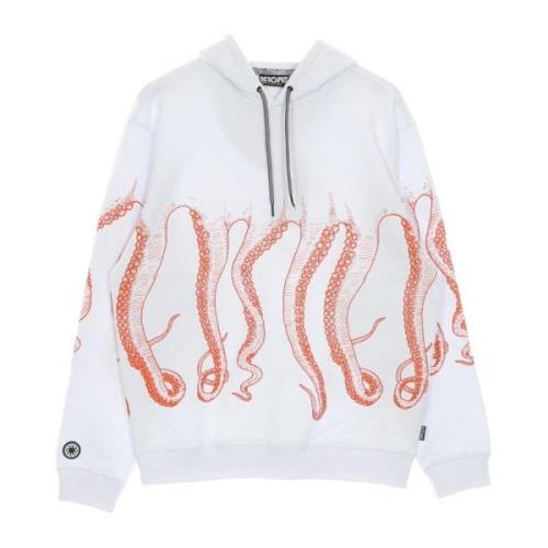 Witte Hoodie Mannen Outline Octopus , White , Heren