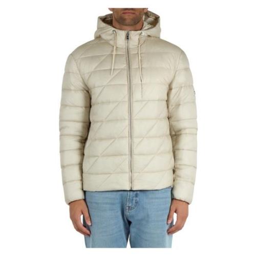 Gewatteerde Hoodie met Logopatch Boss , Beige , Heren