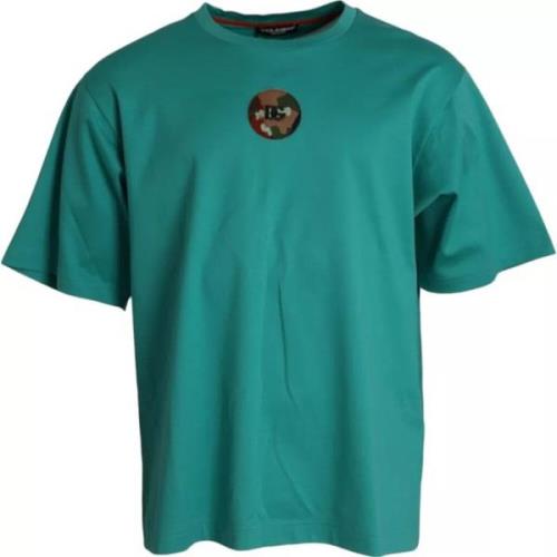 Groen Logo Patch Katoenen T-Shirt Dolce & Gabbana , Green , Heren