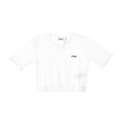 Witte Cropped Tee Dames Kort T-Shirt Fila , White , Dames