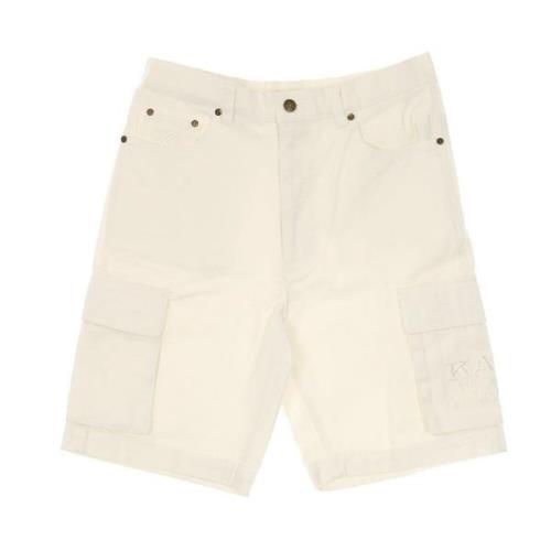 Cargo Shorts Off White Casual Stijl Karl Kani , Beige , Heren