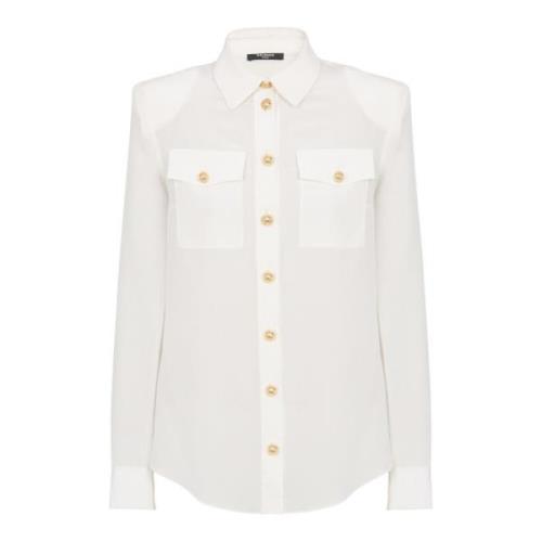 Crepe de chine overhemd Balmain , White , Dames