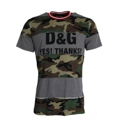 Camouflage Ronde Hals Heren T-shirt Dolce & Gabbana , Multicolor , Her...