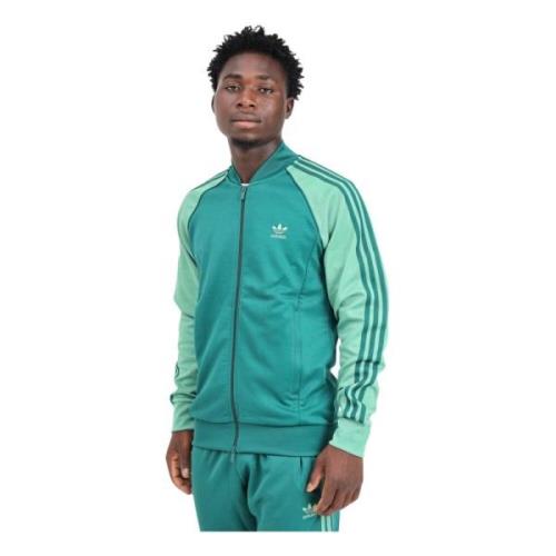 Groene Rits Sweater Klassieke Stijl Adidas Originals , Green , Heren