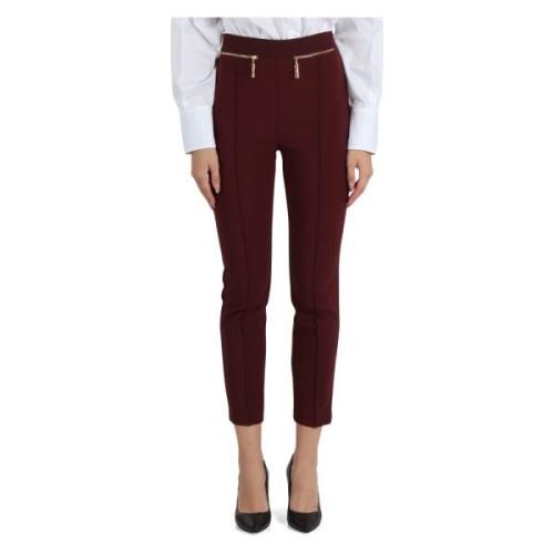 Rechte crêpe broek met decoratieve ritsen Elisabetta Franchi , Brown ,...