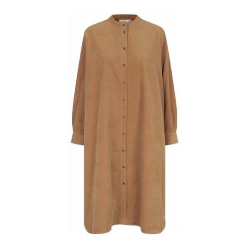 Stijlvolle Jurk met Mandarin Kraag Masai , Brown , Dames