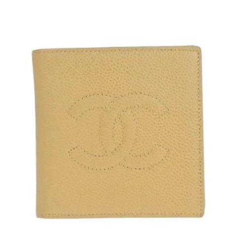 Pre-owned Leather wallets Chanel Vintage , Beige , Dames