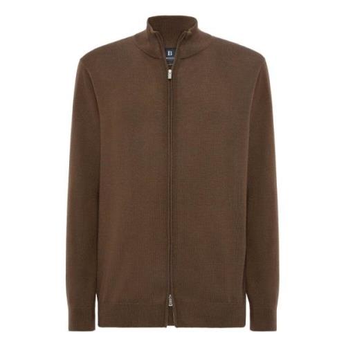 Merino wol volledige rits 12 Gg Boggi Milano , Brown , Heren