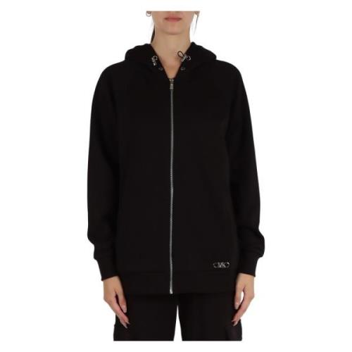 Hoodie met rits van katoen Michael Kors , Black , Dames