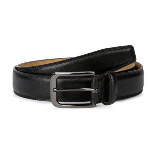 Saffiano Print Leren Riem Boggi Milano , Black , Heren