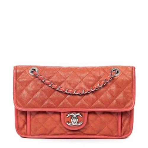 Pre-owned Leather shoulder-bags Chanel Vintage , Orange , Dames