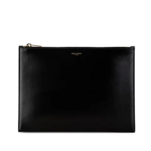 Pre-owned Leather clutches Yves Saint Laurent Vintage , Black , Heren