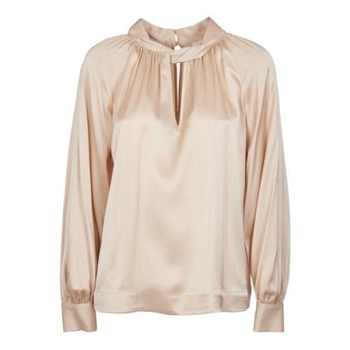 Beige Shirt met Wijde Kraag Ottod'Ame , Beige , Dames