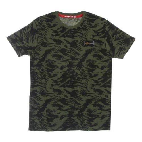 Camo Brushstroke Groene Tactische Tee Alpha Industries , Green , Heren