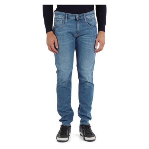 Slim-fit jeans met vijf zakken Replay , Blue , Heren