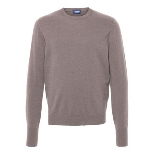 Taupe Bruine Cashmere Crew Neck Sweater Drumohr , Brown , Heren