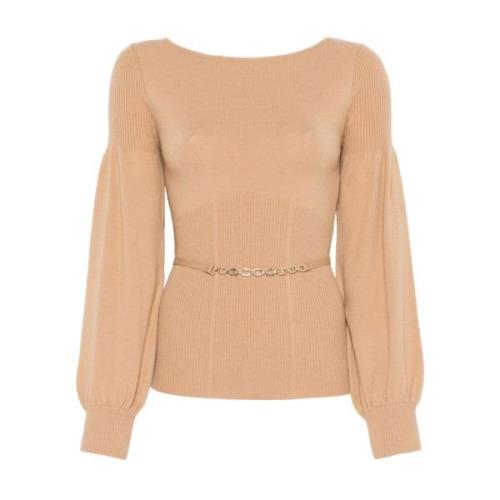 Kameelbruin Gebreid Ronde-Hals Sweater Twinset , Beige , Dames