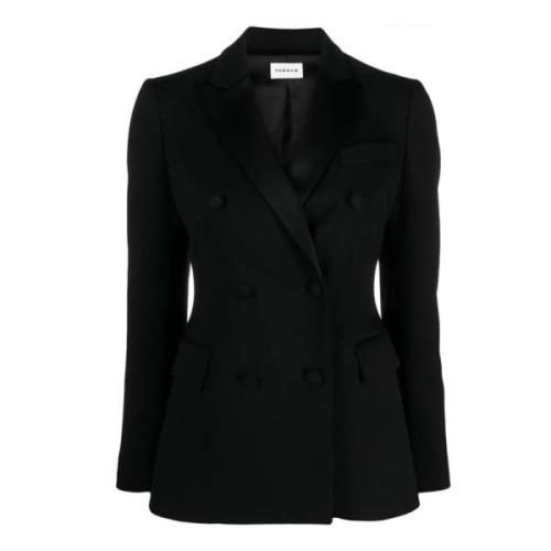 Zwarte Wollen Double-Breasted Blazer P.a.r.o.s.h. , Black , Dames