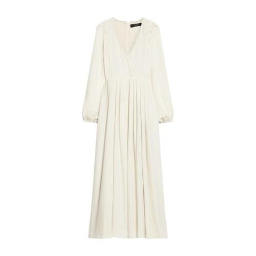 Boho-stijl maxi-jurk met V-hals Max Mara Weekend , Beige , Dames