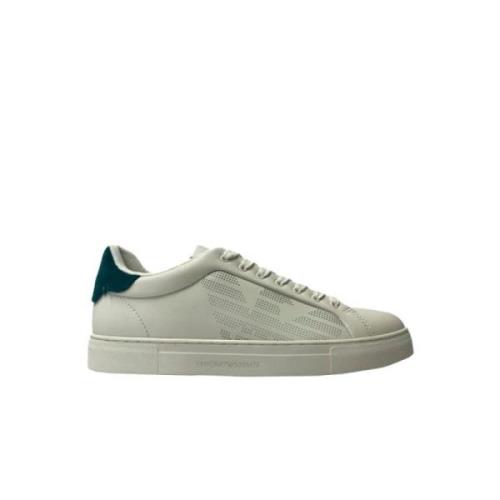 Logo Sneakers in Blauw en Wit Armani , White , Heren