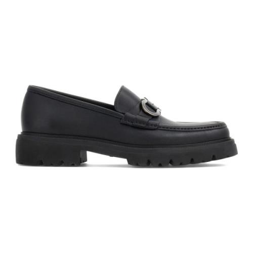 Zwarte platte loafers met Gancini gesp Salvatore Ferragamo , Black , H...