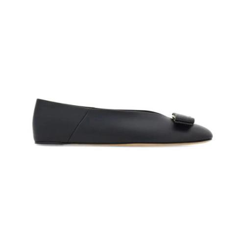 Zwarte leren ballerina flats Salvatore Ferragamo , Black , Dames